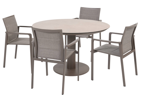  Taste Sarah Ceramic Effect Table 120cm + 4x Cortina - Terre